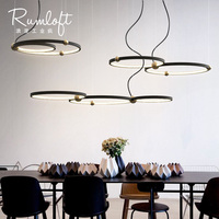 美式工业风圆圈led灯具北欧创意个性吧台咖啡餐厅圆环形星带吊灯