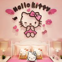 hellokitty猫3d立体墙贴画女孩房间贴纸儿童房卧室床头墙壁装饰品