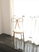 铁艺金色网红凳子梳妆化妆靠背椅创意卧室加厚蝴蝶结椅ins椅简约