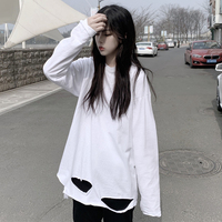 白色t恤女秋冬长袖打底衫2019设计感小众韩版洋气宽松上衣内搭潮