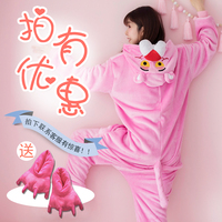粉红豹动物睡衣连体冬韩版成人动漫卡通情侣少女萌萌可爱珊瑚绒