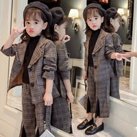 童装女童春装套装2018新款儿童西服小女孩洋气韩版韩版西装两件套