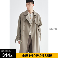 w2x2022年春秋季新款设计感高级单排扣风衣外套男中长款翻领上衣