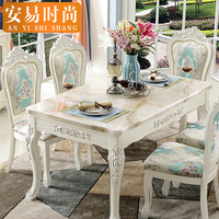 欧式餐桌椅组合大理石实木小户型长方形桌子简约现代简欧家用饭桌