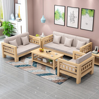 全实木沙发组合简约现代木质家具客厅小户型转角三人松木沙发布艺