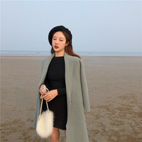 2018秋季韩版新款圆领修身裙子女套头长袖针织连衣裙包臀打底裙潮
