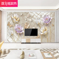 电视背景墙壁纸简约现代5d立体8d壁画大气欧式客厅家用3d影视墙布