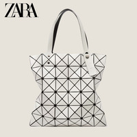 女包2022春夏新明星同款设计几何菱格亮光6格单肩手提托特购物袋
