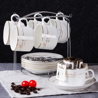 啡忆 欧式陶瓷杯咖啡杯套装 简约咖啡杯6件套 创意家用咖啡杯碟勺