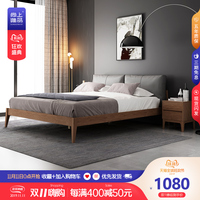 实木床现代简约小户型卧室单人床日式软靠1.5米极简新款双人大床