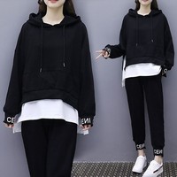 2018春秋季新款女士休闲时尚运动服两件套装韩版显瘦卫衣大码胖mm