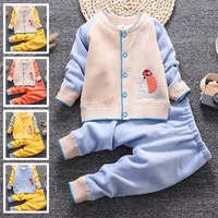 婴儿衣服1岁宝宝加绒套装秋装网红春秋保暖秋季两件小童装针织衫