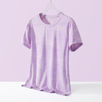 冰丝短袖女夏情侣装T恤薄款透气户外迷彩紫色宽松运动速干上衣男