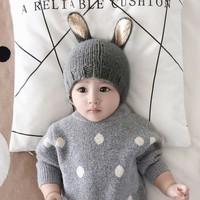 法国代购婴儿帽子女宝宝毛线帽男秋天秋冬可爱冬天冬季036912个月
