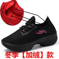 新款秋季广场舞女鞋网面软底老北京布鞋女妈妈中跟跳舞鞋子