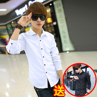 夏季白色衬衫男士长袖衬衣修身韩版青年少休闲寸衫男上班职业工装