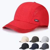 帽子女夏季薄款遮阳鸭舌帽红色速干帽男透气太阳帽网眼防晒棒球帽