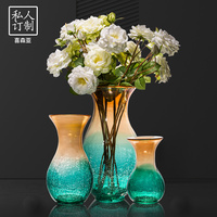 创意客厅插花玻璃透明摆件现代简约家居装饰品陶瓷干花小花瓶摆设
