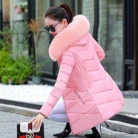日本购日本购2018新款冬季韩版棉衣女中长款修身大毛领羽绒棉服显