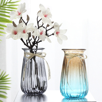 创意简约透明彩色玻璃花瓶水培绿萝植物百合插花花瓶客厅装饰摆件