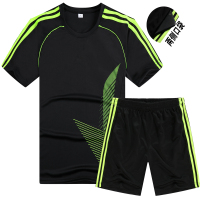 新款运动套装男士夏季休闲跑步T桖短袖衫速干运动健身衣宽松透气