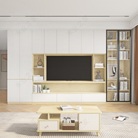 定制现代简约电视柜书柜组合背景墙多功能玻璃整体实木电视机柜子
