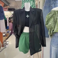 CHZ薄款天丝拼接西装外套女2022夏季新款韩版中长款气质防晒西服