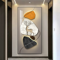 现代抽象玄关装饰画高级感入户客厅走廊挂画轻奢大气竖版过道壁画