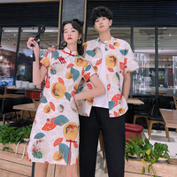 旗袍情侣装夏季小众设计感中国风2022新款潮流夏装高级感复古套装