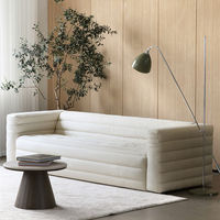 法式风格意式现代简约三人米白色沙发科技布北欧设计师表情家居