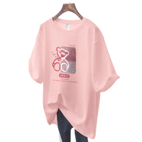 NASA SUPNEUO纯棉小熊粉色短袖t恤女2022夏季新款宽松上衣ins潮牌