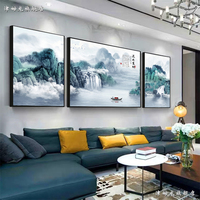 新款客厅装饰画沙发背景墙画挂画简约现代新中式壁画轻奢大气山水
