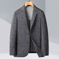 挪亚夏季休闲西服男士外套薄款花纹商务高级感灰色西装男外套上衣
