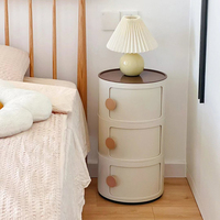 创意圆形简易床头柜小型ins简约现代边几儿童卧室置物架迷你窄柜