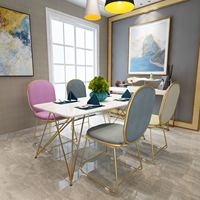 北欧大理石餐桌家用现代简约小户型饭桌欧式多功能铁艺餐桌椅组合