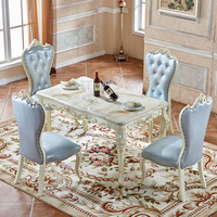 欧式餐桌大理石餐桌椅组合6人雕花实木家具长方形4人小户型饭桌子