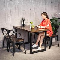 美式复古铁艺实木餐桌椅家用饭桌酒吧饭店餐厅咖啡厅餐桌椅组合