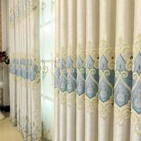 定做窗帘简约欧式遮光客厅卧室成品提花刺绣花布料成品落地窗纱