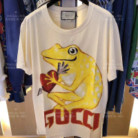 【国现】Gucci/古奇 新款男女同款青蛙印花宽松版型纯棉质短袖T恤