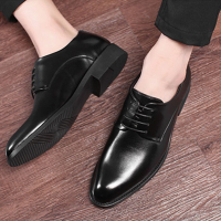 黑色皮鞋男士夏季软底商务正装青年圆头休闲鞋英伦韩版内增高男鞋