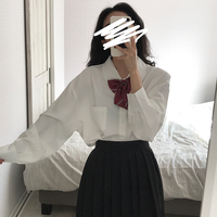 东日是个卷毛 日系学院风白色长袖衬衫女学生宽松蝴蝶结衬衣秋季