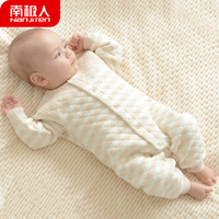 婴儿连体衣服哈衣春秋冬装初生0-3个月男女新生的宝宝夹棉爬服