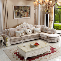 欧式布艺沙发组合客厅转角整装实木雕花简欧沙发小户型家具特价