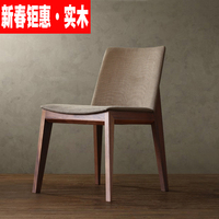 北欧餐椅美式实木椅子靠背椅休闲布艺椅简约现代家用椅酒店餐厅椅