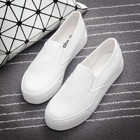香港小白鞋布鞋厚底一脚蹬女鞋2023新款夏黑白色帆布鞋平底懒人鞋