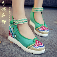 【京城布鞋】原创新款春季坡跟绣花鞋女款民族风体闲鞋软底单鞋女