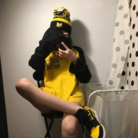 Swagkiller 摇滚嘻哈黄T恤长袖yellow个性黑色拼接字母男女情侣装