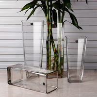 玻璃透明简约现代客厅水培富贵竹水竹时尚创意餐桌大小花器方花瓶