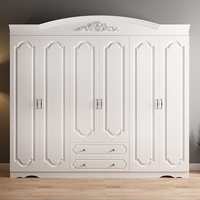 欧式衣柜白色简约现代经济型木质板式四门柜子五门六门卧室衣橱