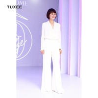 TUXEE2020年春款新款明星袁泉同款时尚气质V领阔腿连体长裤女